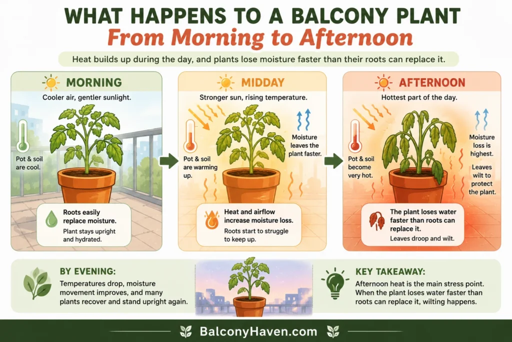 What happens to a balcony plant - Plants Wilt in the Afternoon Sun