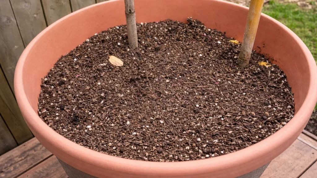 protecting balcony pots from strong winds - using big pots