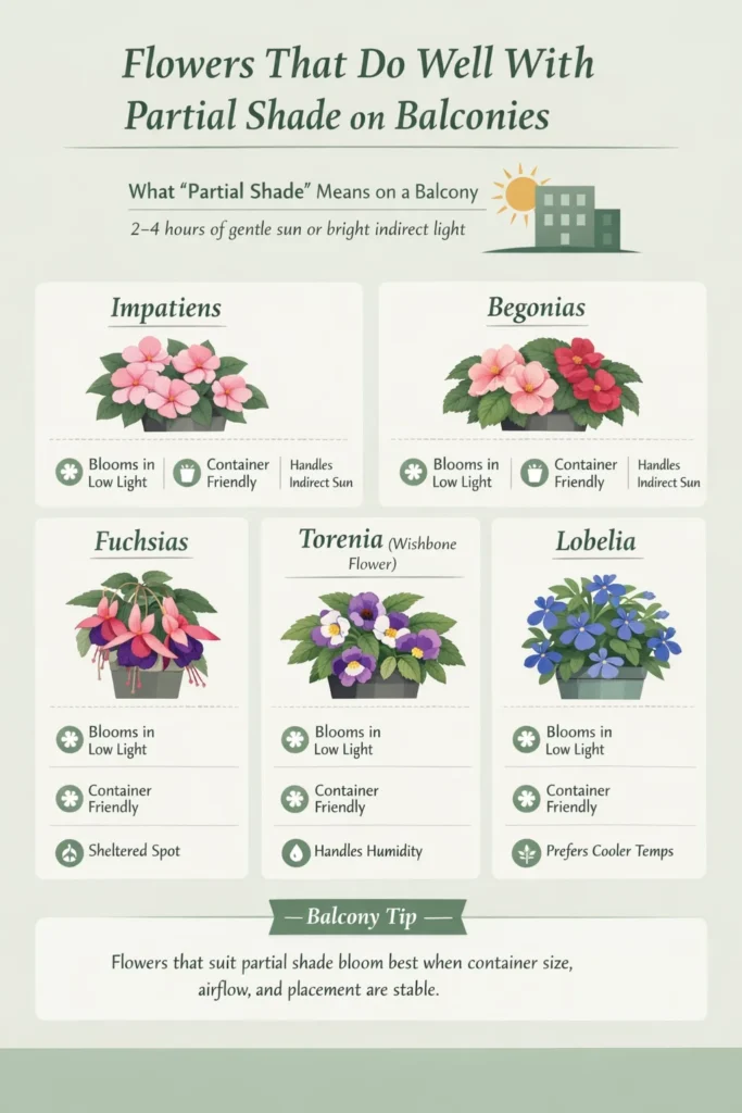 Flowers for shaded balcony blooms