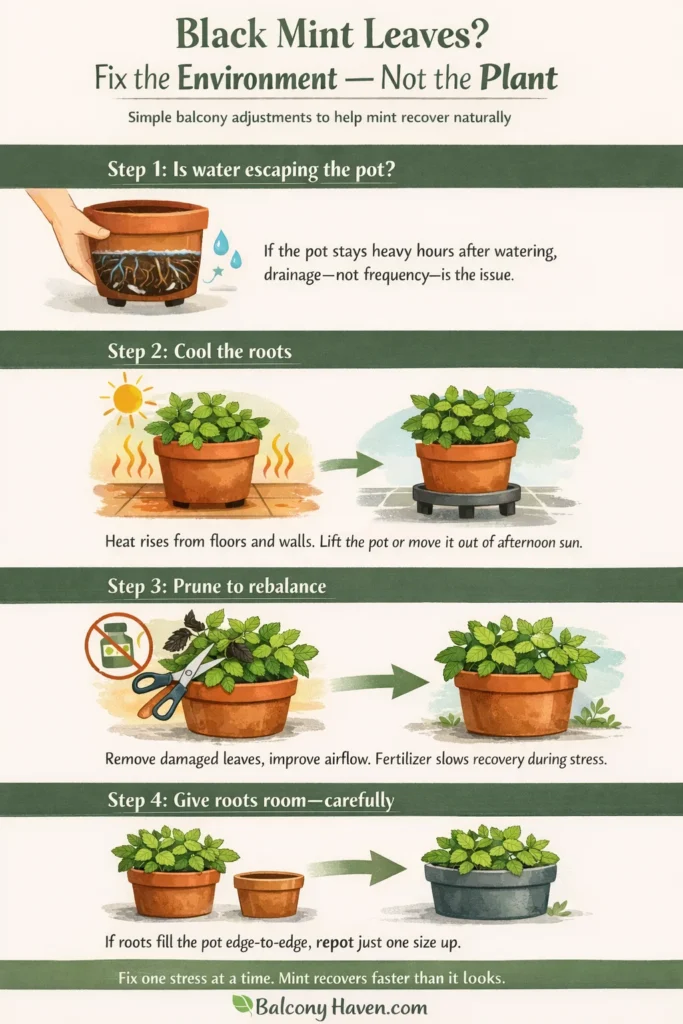 Why do mint leaves turn black - tips