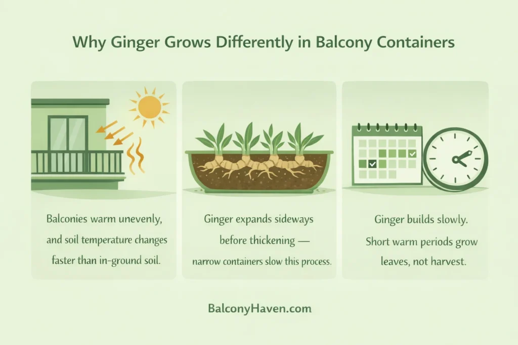 can I grow ginger in a balcony container - info