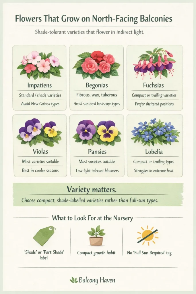 flowers that grow on north-facing balconies - varieties