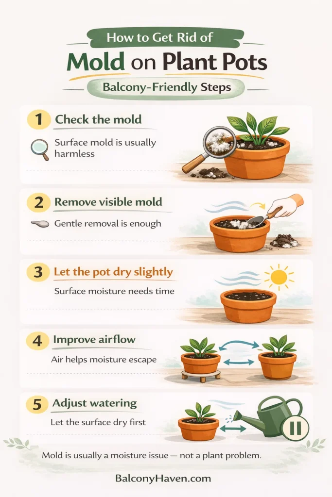 how to get rid of mold on plant pots - steps