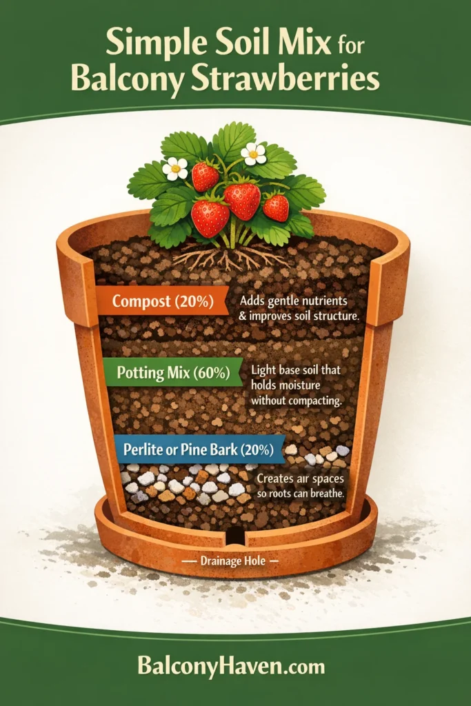Best Soil for Potted Strawberries on a Balcony - mix