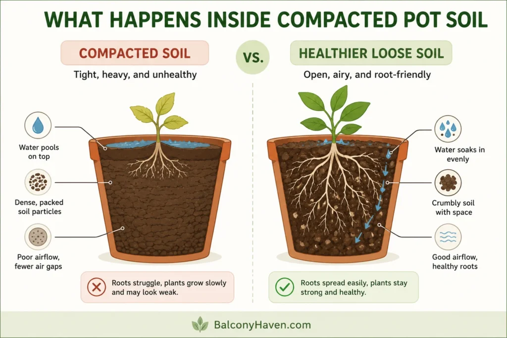 Soil comparison - compacted vs loose roots - how to loosen compacted soil in pots naturally