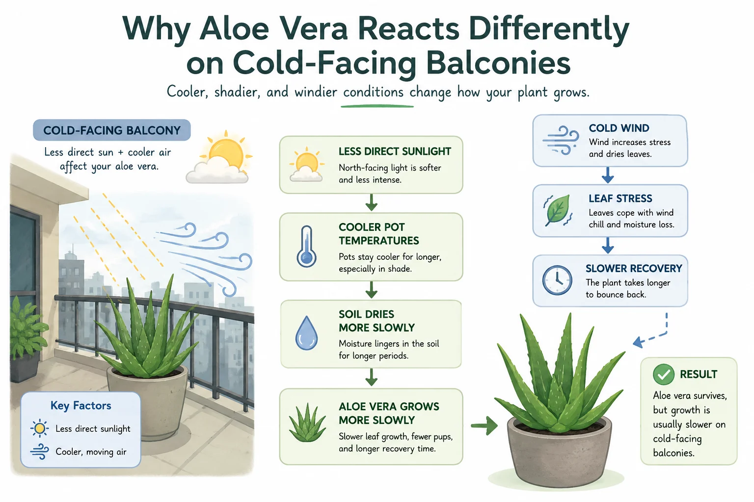 Why aloe vera reacts differently on cold-facing balconies diagram