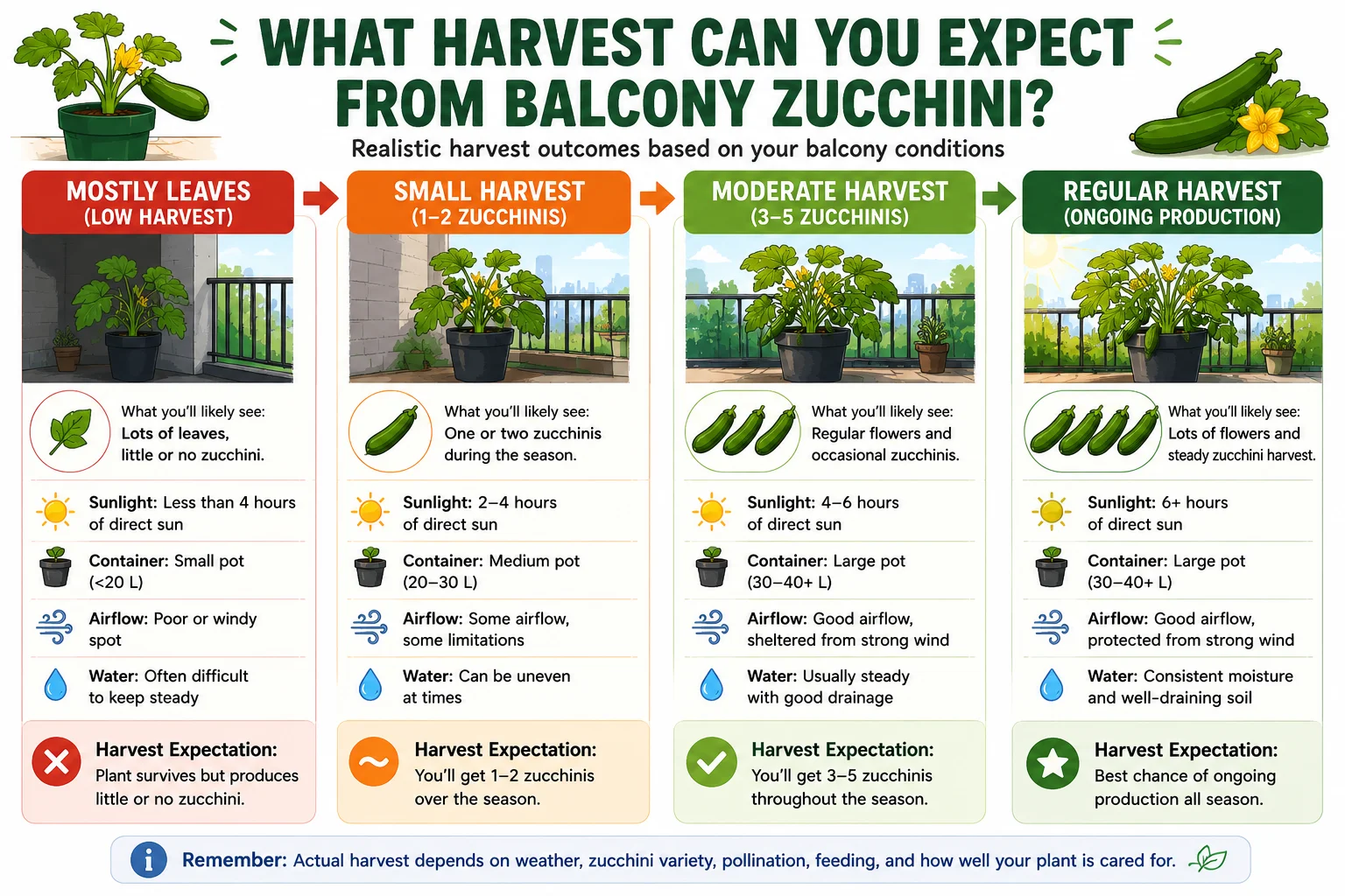 What harvest can you expect from balcony zucchini diagram
