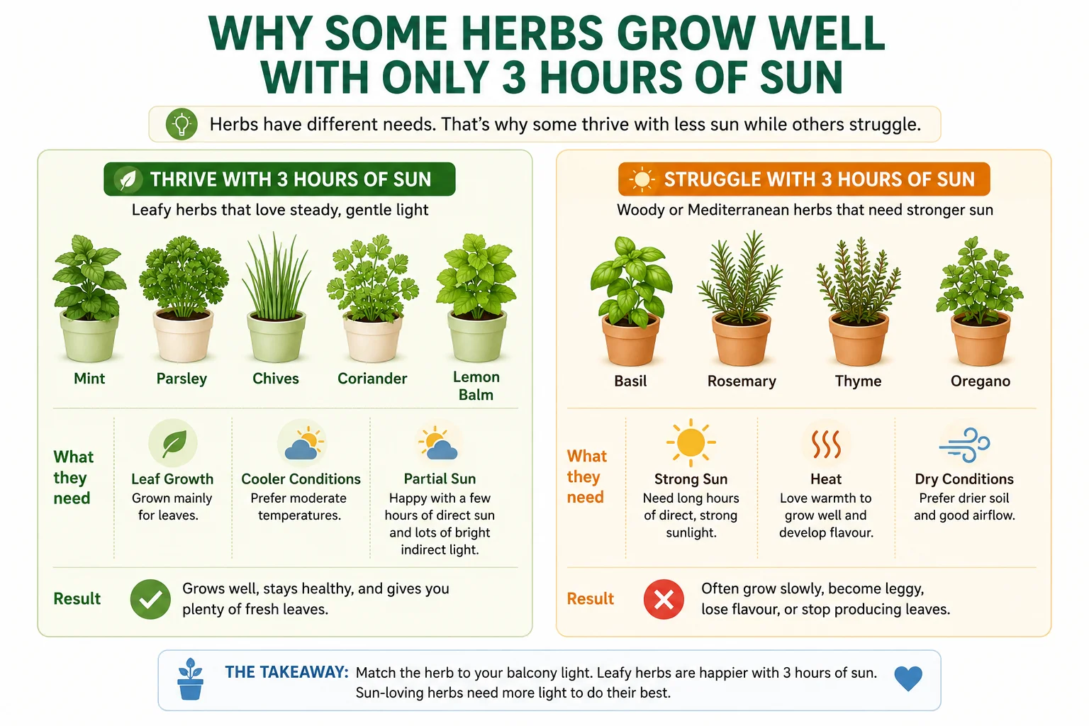Why some herbs grow well with only 3 hours of sun diagram