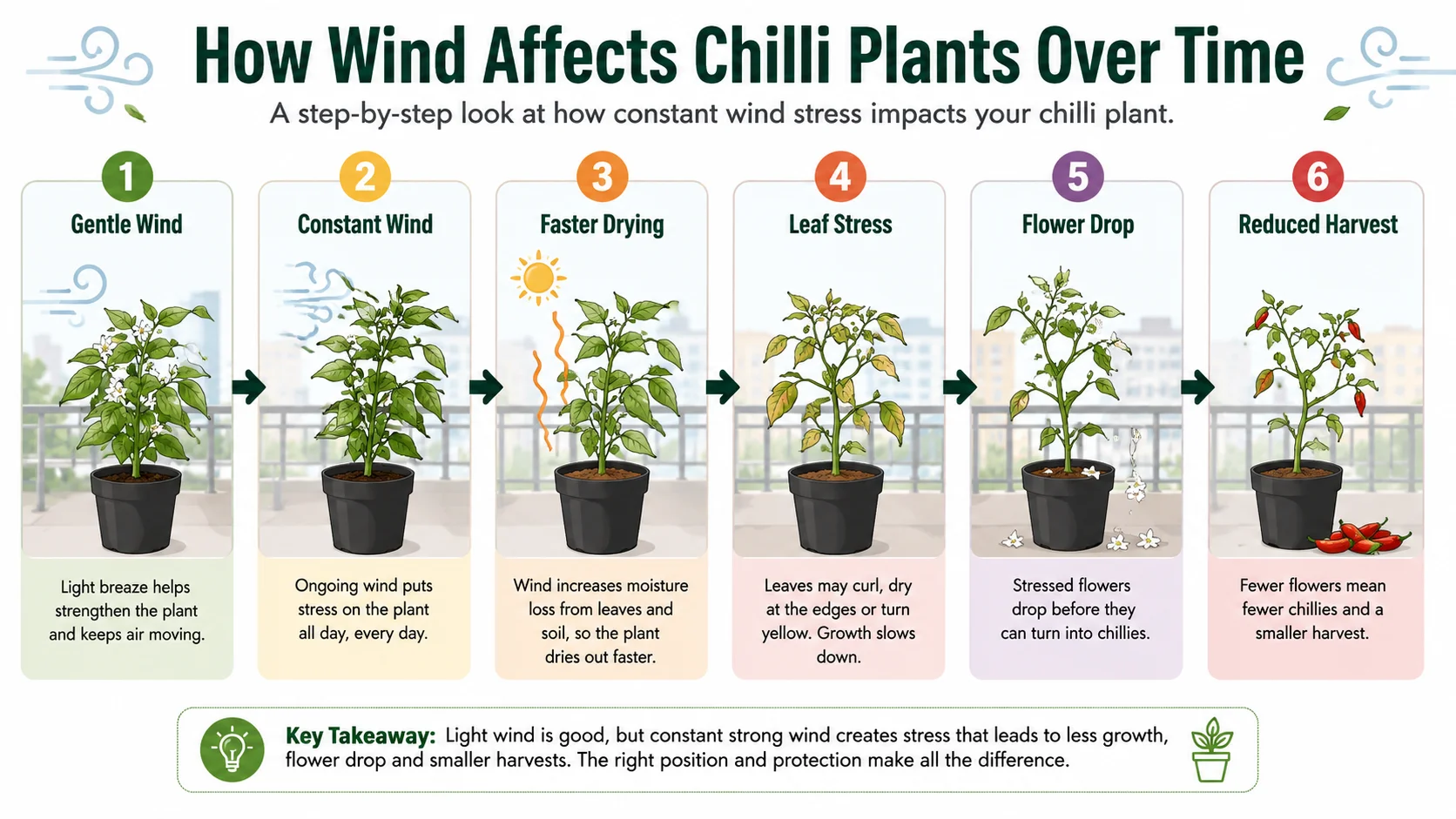 How wind affects chilli plants over time diagram