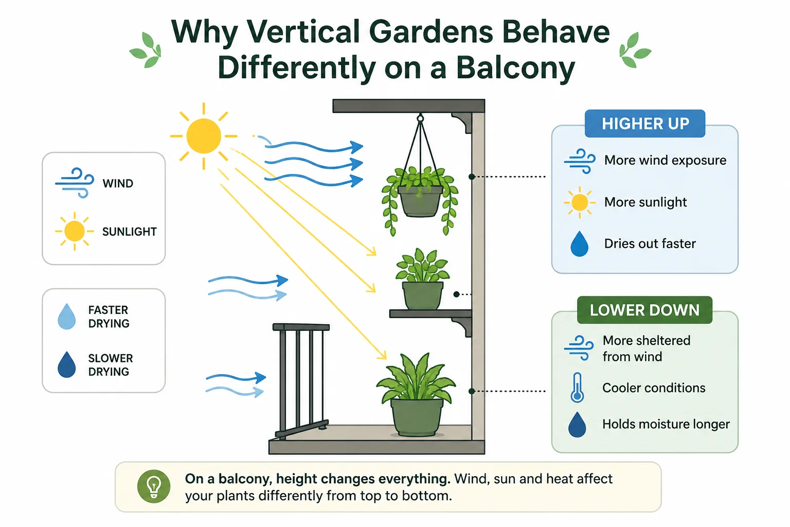 Why vertical gardens behave differently on balconies diagram