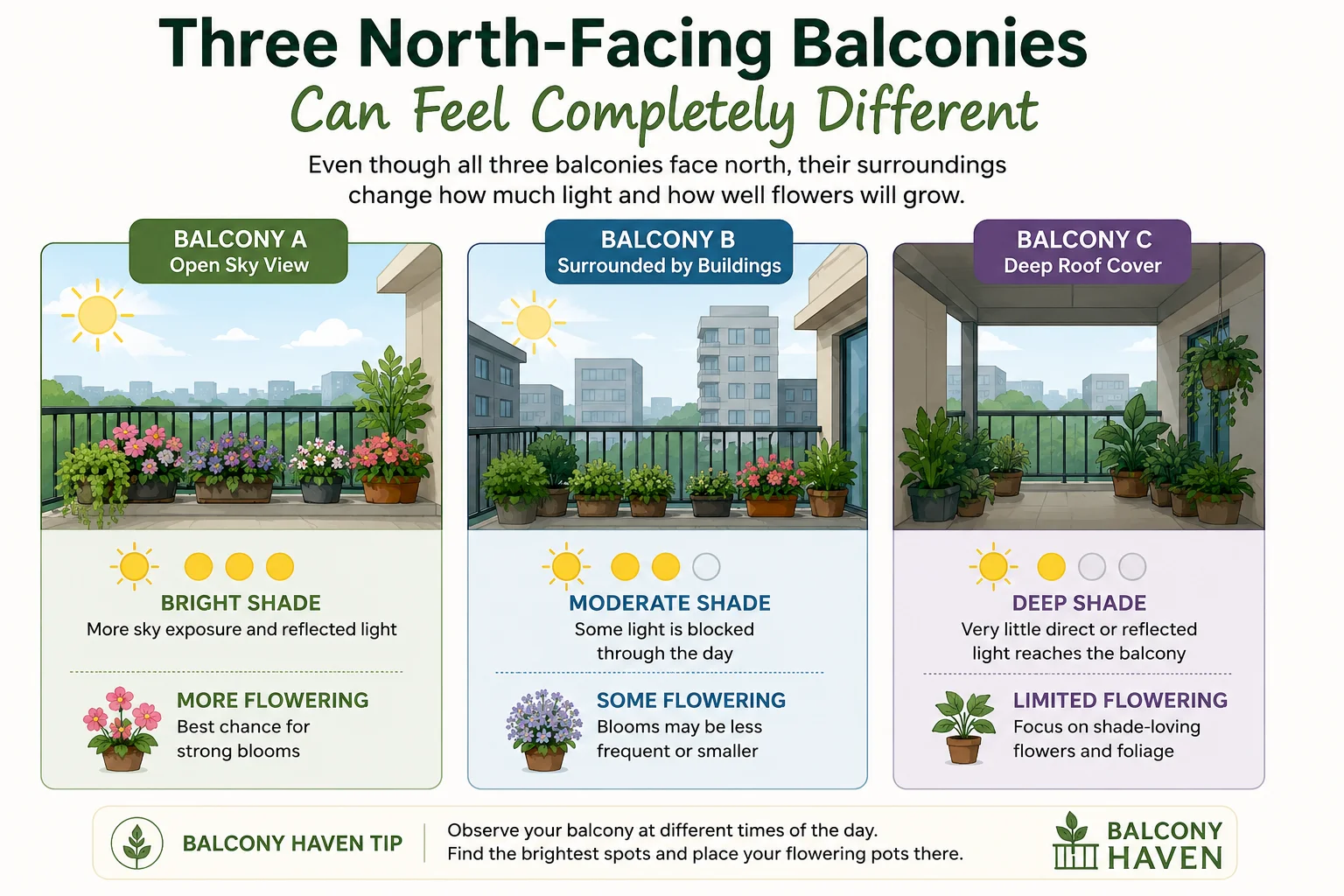 Do all north-facing balconies receive the same light diagram
