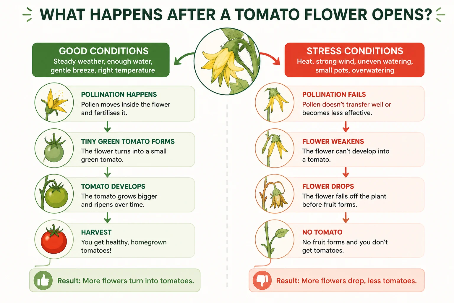 What happens after a tomato flower opens diagram