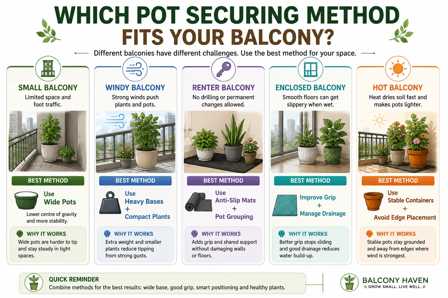 Which pot securing method fits your balcony diagram