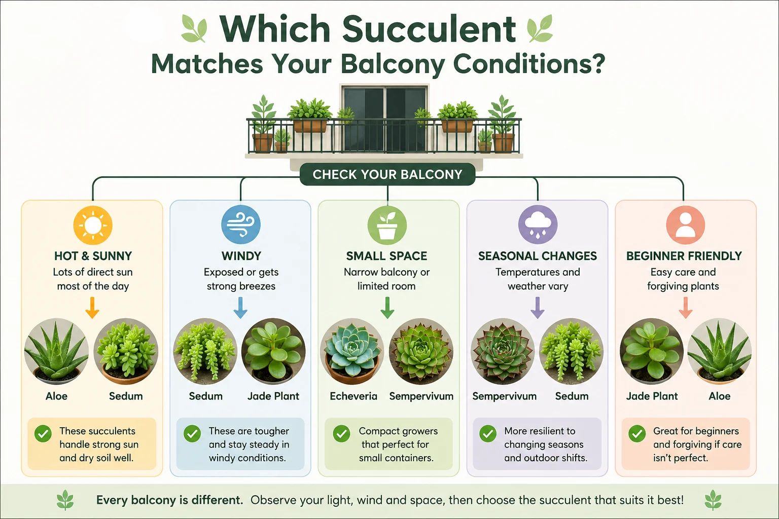Which succulent matches your balcony conditions diagram