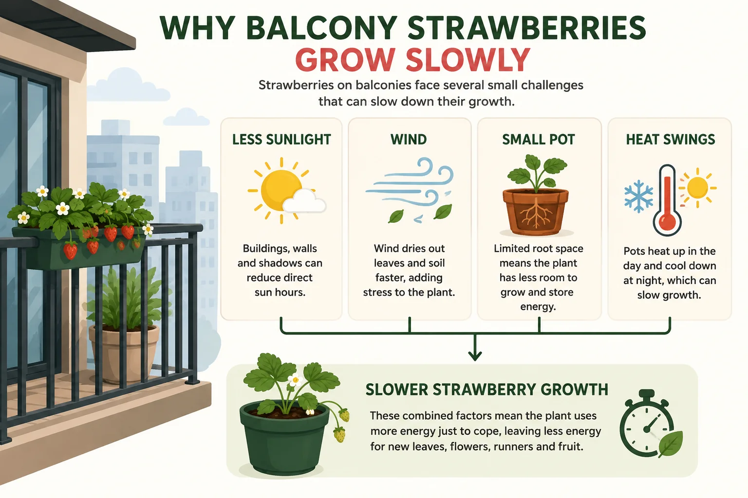 Why balcony strawberries grow slowly diagram