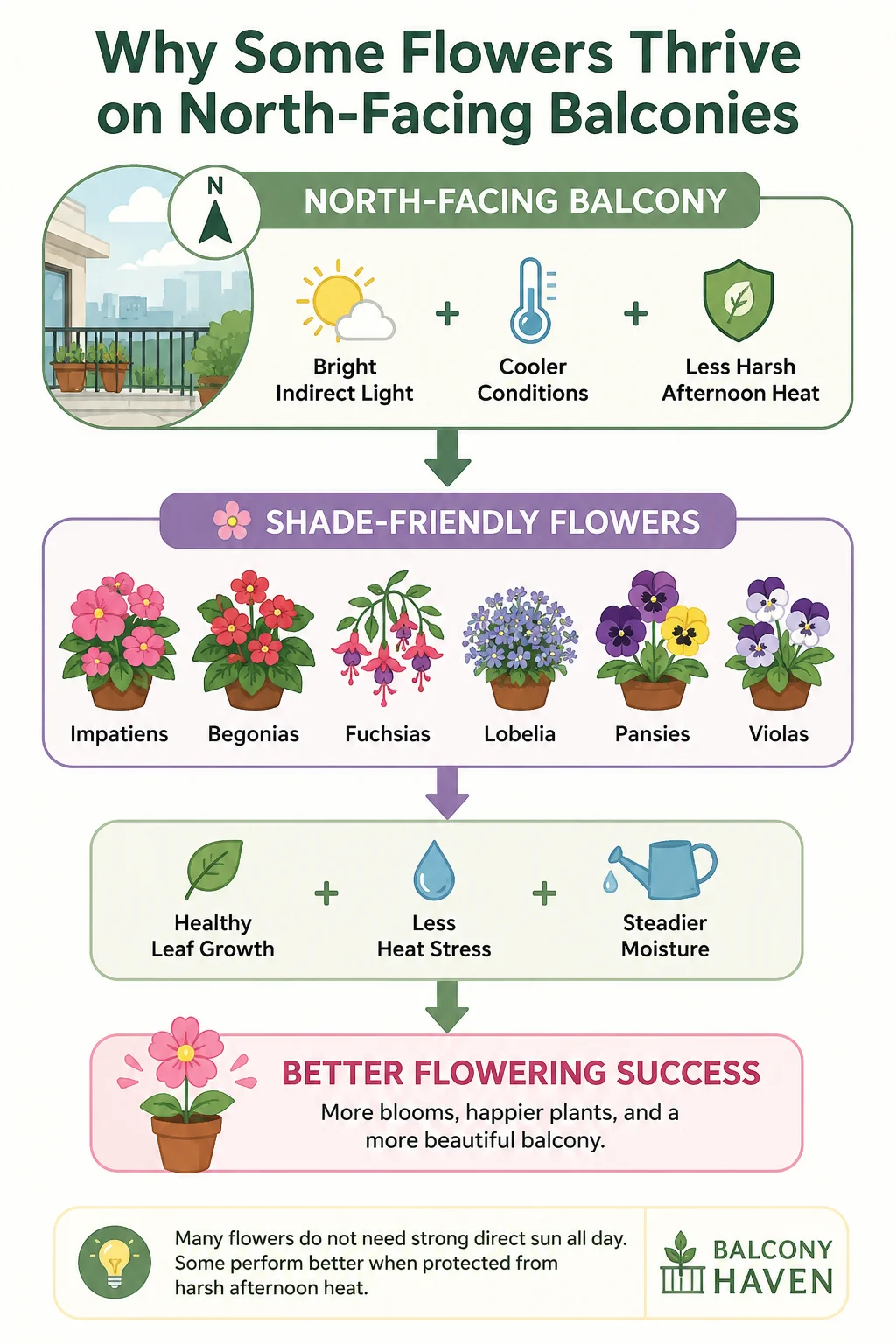 Flowers that grow well on north-facing balconies diagram