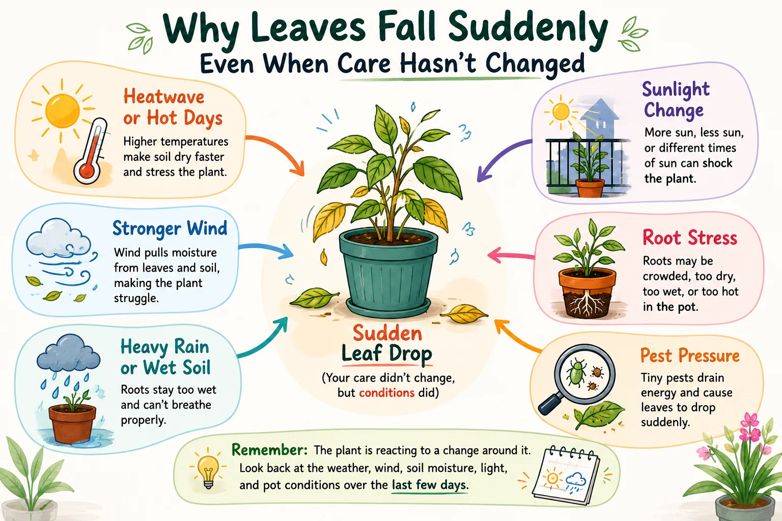 Why balcony plant leaves fall suddenly even when care has not changed diagram